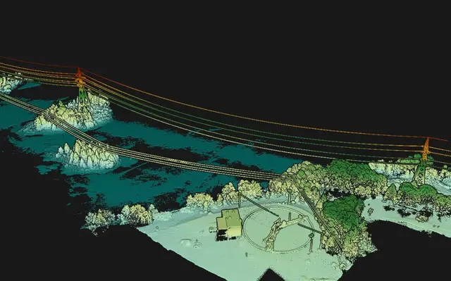 Ligne electrique relevee au LiDAR